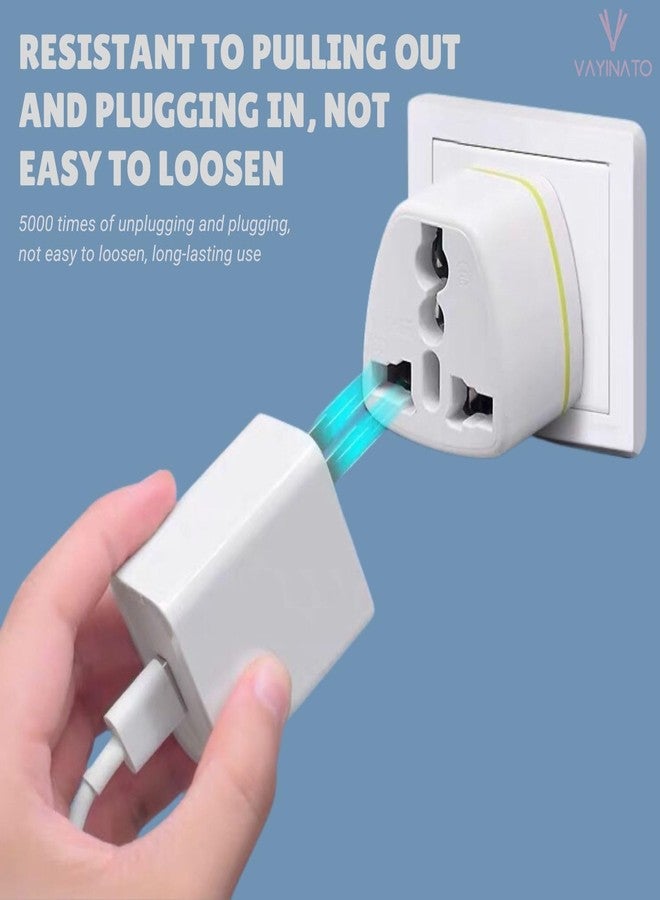 VAYINATO® (2 Pcs-White) 3 Pin Plug Socket Adaptor | Universal 3-Round Pin Converter for Indian Sockets, China, Thailand, Europe, Taiwan, Japan, Italy, Korea and Indonesia to India - Image 2